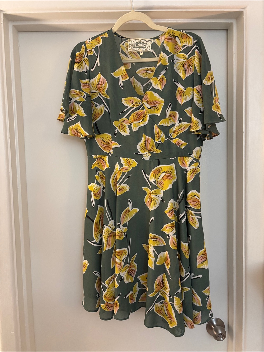 ModCloth Green Midi Dress with Yellow Floral Print